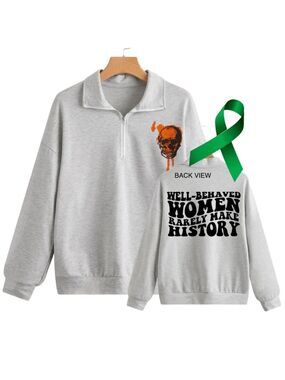Women Mental Health graphic quarter zip pullover sweatshirt size small
